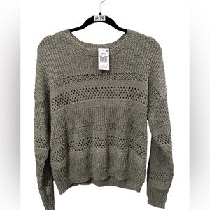 Hooked Up by IOT Textured Knit Sweater in Olive